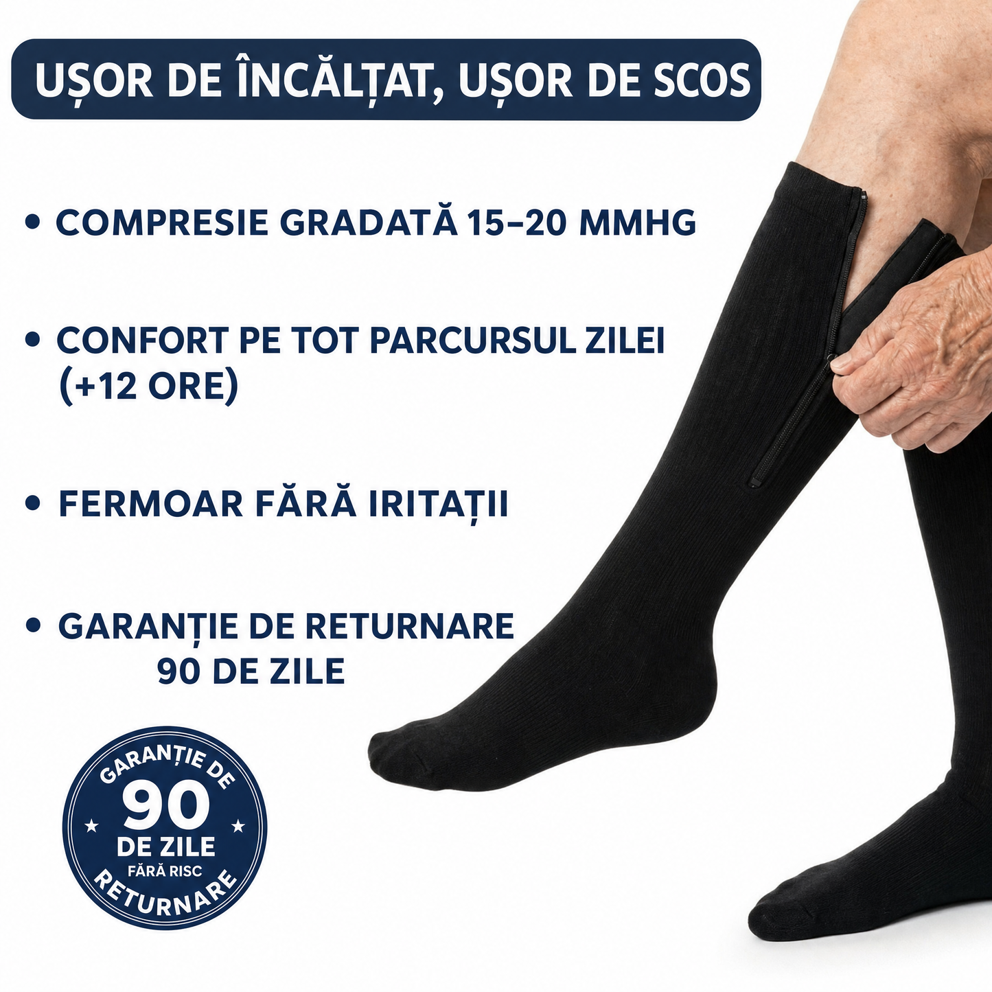 1 Set+1 Set Gratis Ciorapi Compresivi cu Fermoar 🩺 Reduce Umflarea🦵 + Circulatie mai buna 🫀